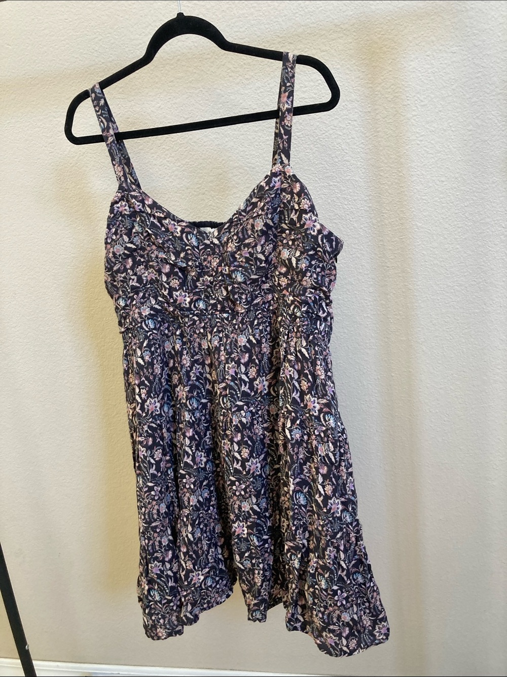 Women’s Lucky Brand Navy Floral Cami Dress with Pink Accents